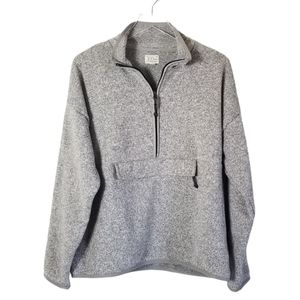J.CREW Polartec Sherpa Fleece Pocket Pullover Jacket Size L Gray Style AS082